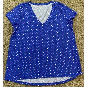 Lilly Pulitzer Womens T Shirt Etta‎ V-neck Borealis Blue Size XL New